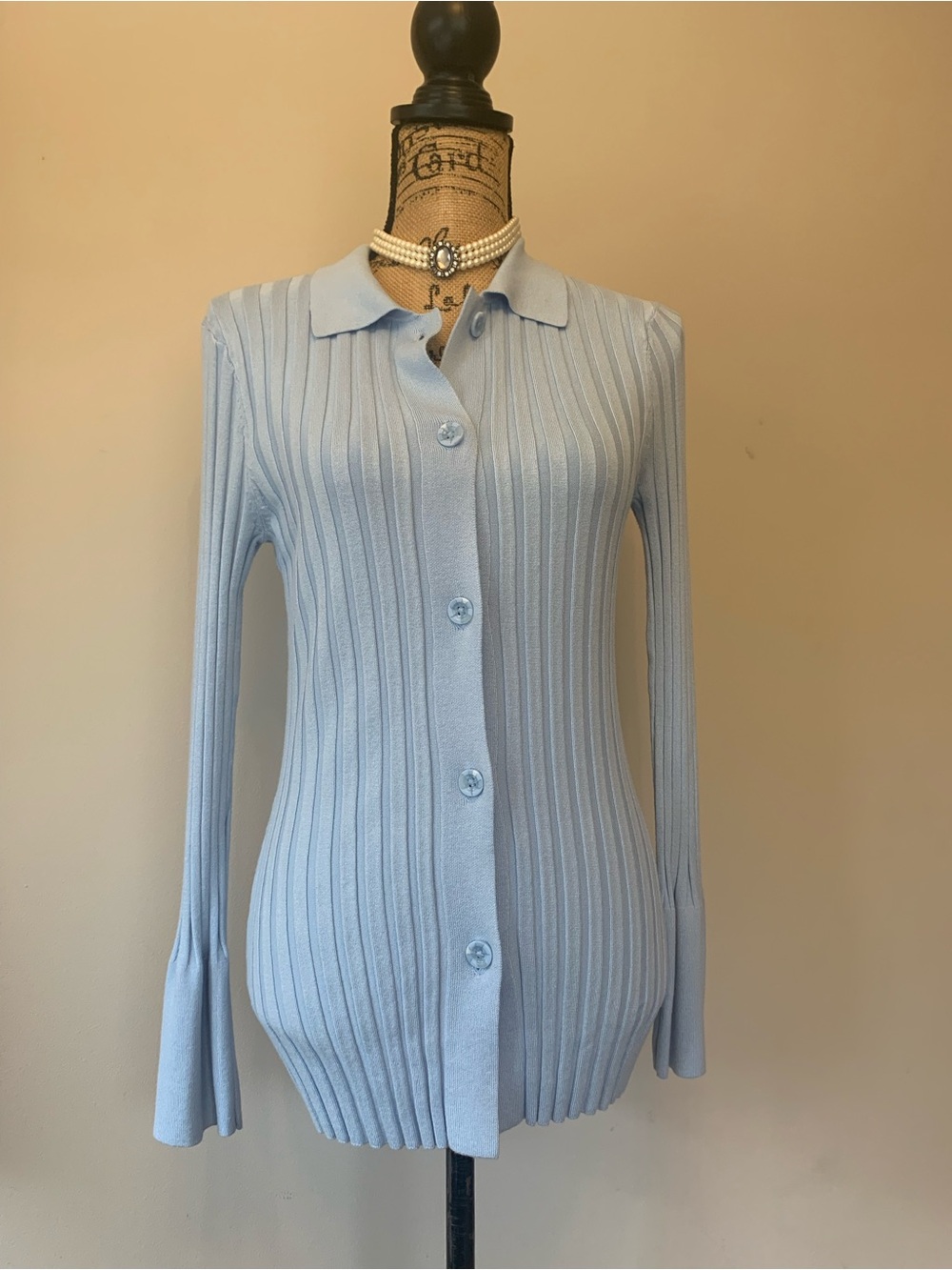 A NEW DAY ladies, powder blue 81% viscose 5 button sweater cardigan NWT size sm